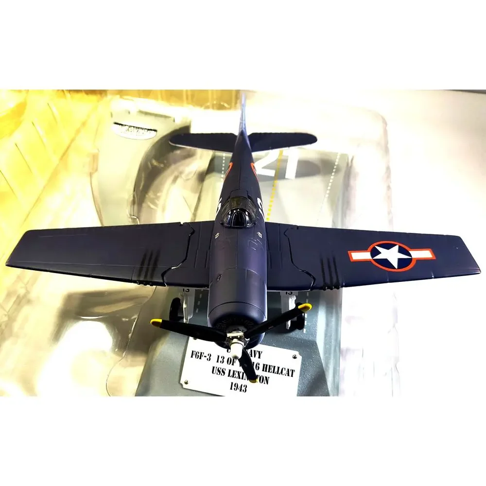 Gearbox Toys 1943 US NAVY F6F-3 HELLCAT #13 of VF-16 Coin Bank With Stand, Usedt